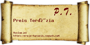 Preis Terézia névjegykártya